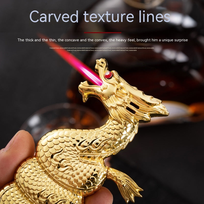 Metal Creative Windproof Red Flame Dragon Lighter