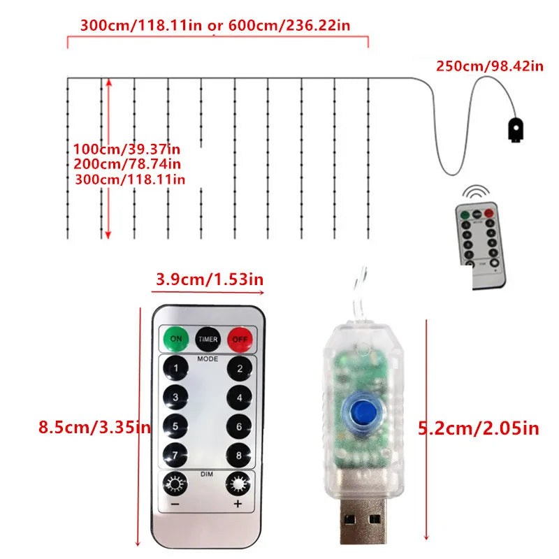 USB LED Curtain Garland Lights