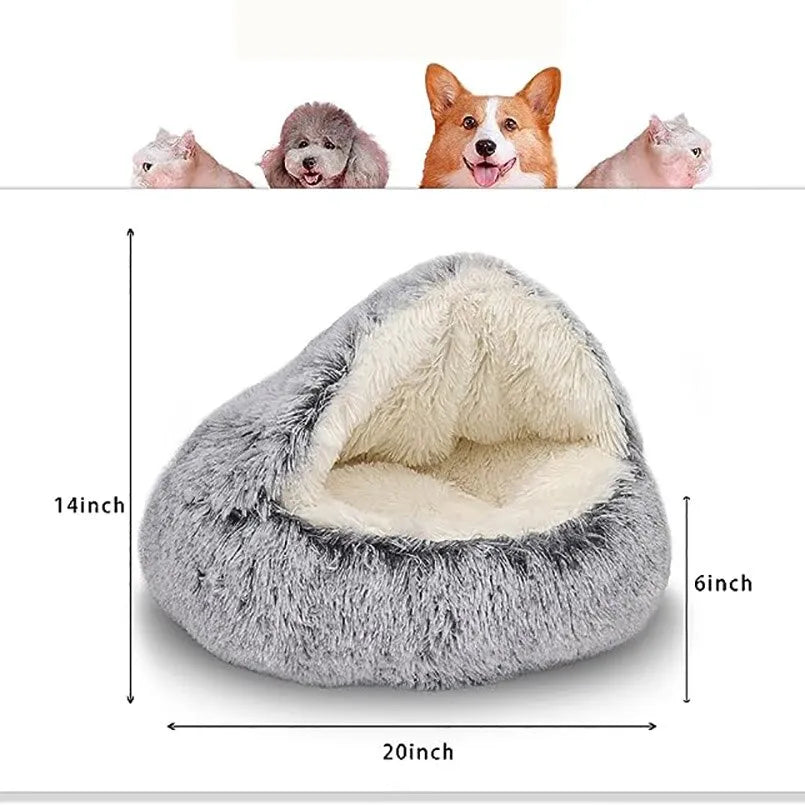 Soft Plush 2-in-1 Cat Bed & Sleeping Bag