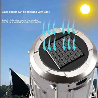 Solar BreezeLight: Portable LED Camping Lights with Fan and Multifunctional Features"