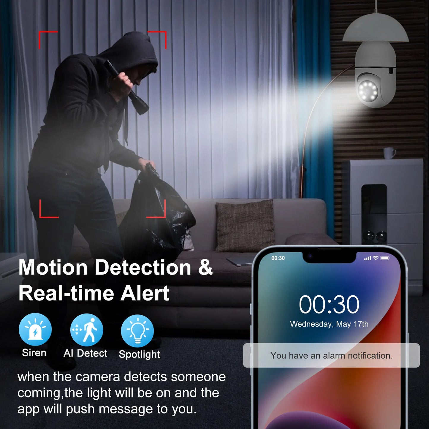 SecureView WiFi Bulb Camera: Full-Color Night Vision for Indoor Security and Baby Monitoring