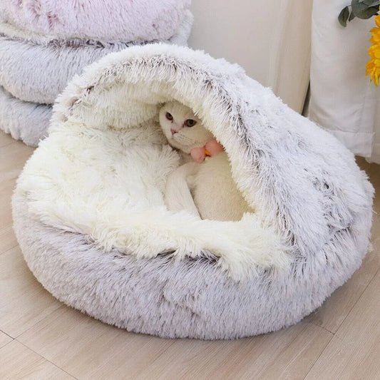 Soft Plush 2-in-1 Cat Bed & Sleeping Bag