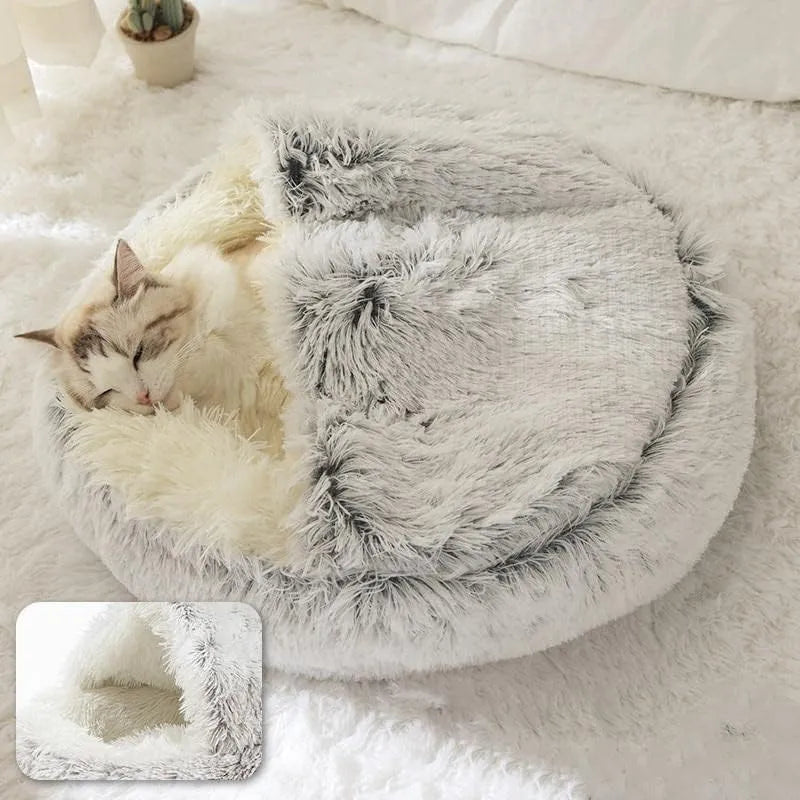 Soft Plush 2-in-1 Cat Bed & Sleeping Bag