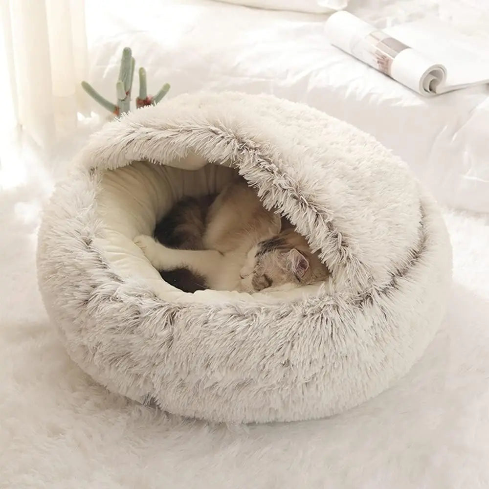 Soft Plush 2-in-1 Cat Bed & Sleeping Bag