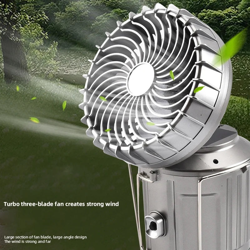 Solar BreezeLight: Portable LED Camping Lights with Fan and Multifunctional Features"