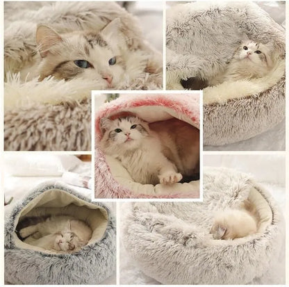 Soft Plush 2-in-1 Cat Bed & Sleeping Bag