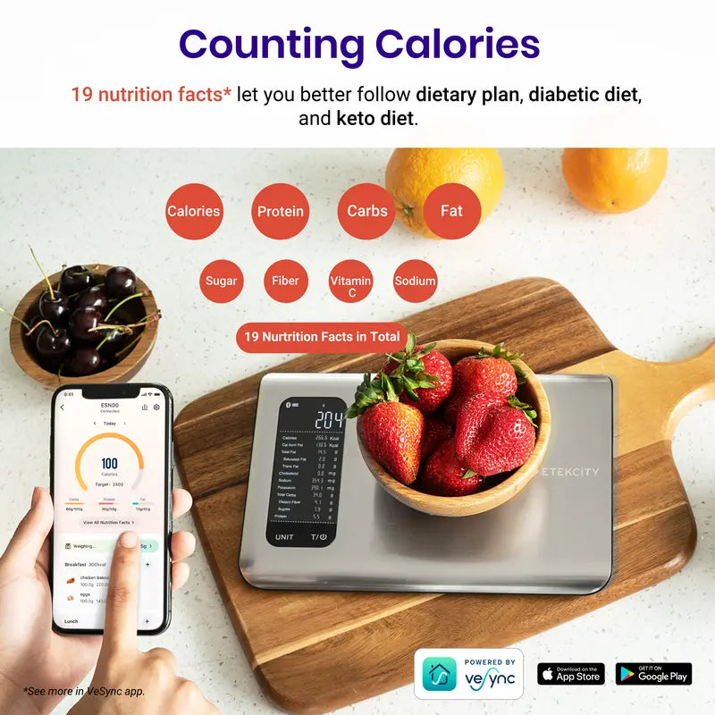 Silver Smart Nutrition Scale - Multi-Unit Measurement